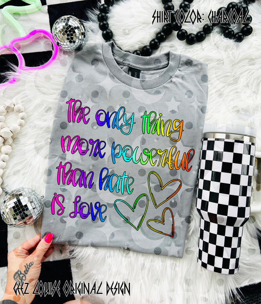 The Only Thing More Powerful Than Hate Is Love – Inspirational Quote Digital Design PNG