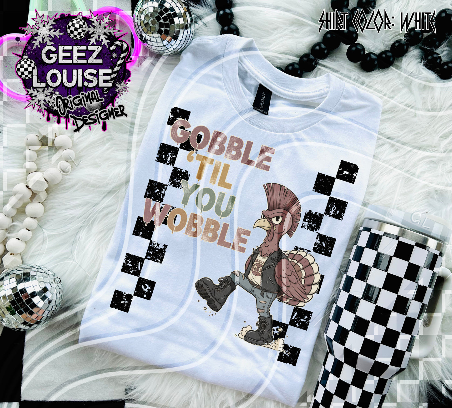 Gobble ’Til You Wobble | Funny Punk Turkey Thanksgiving Digital Design