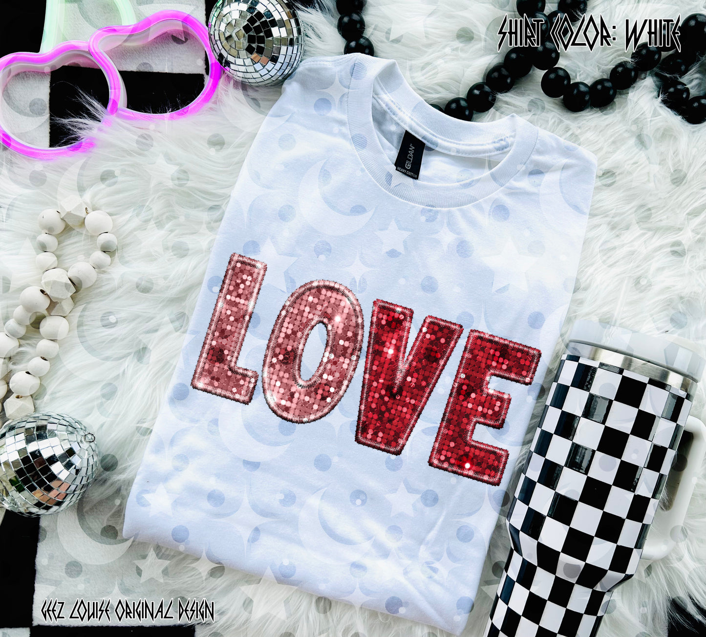 LOVE Sequin-Style Digital Design Bundle • 3 PNG Set