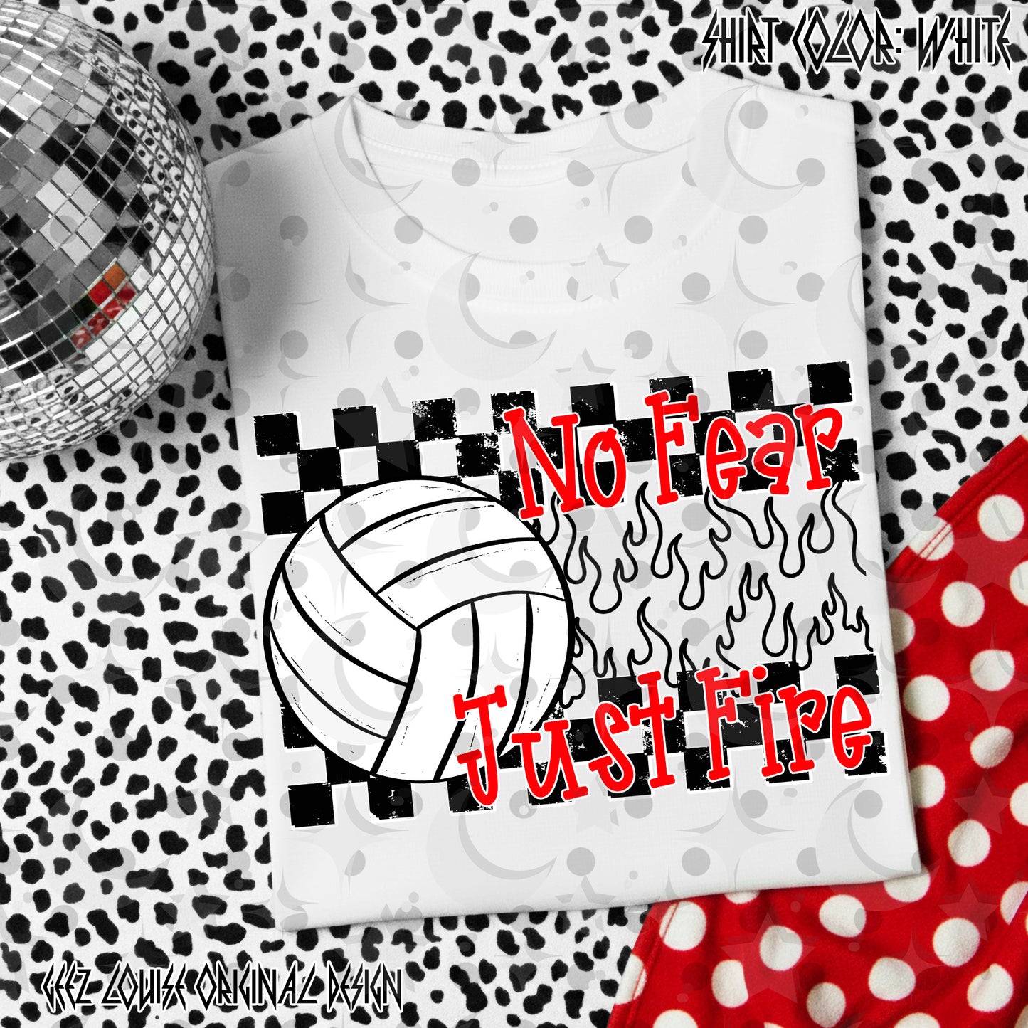 No Fear Just Fire – Volleyball Flames – Digital Design