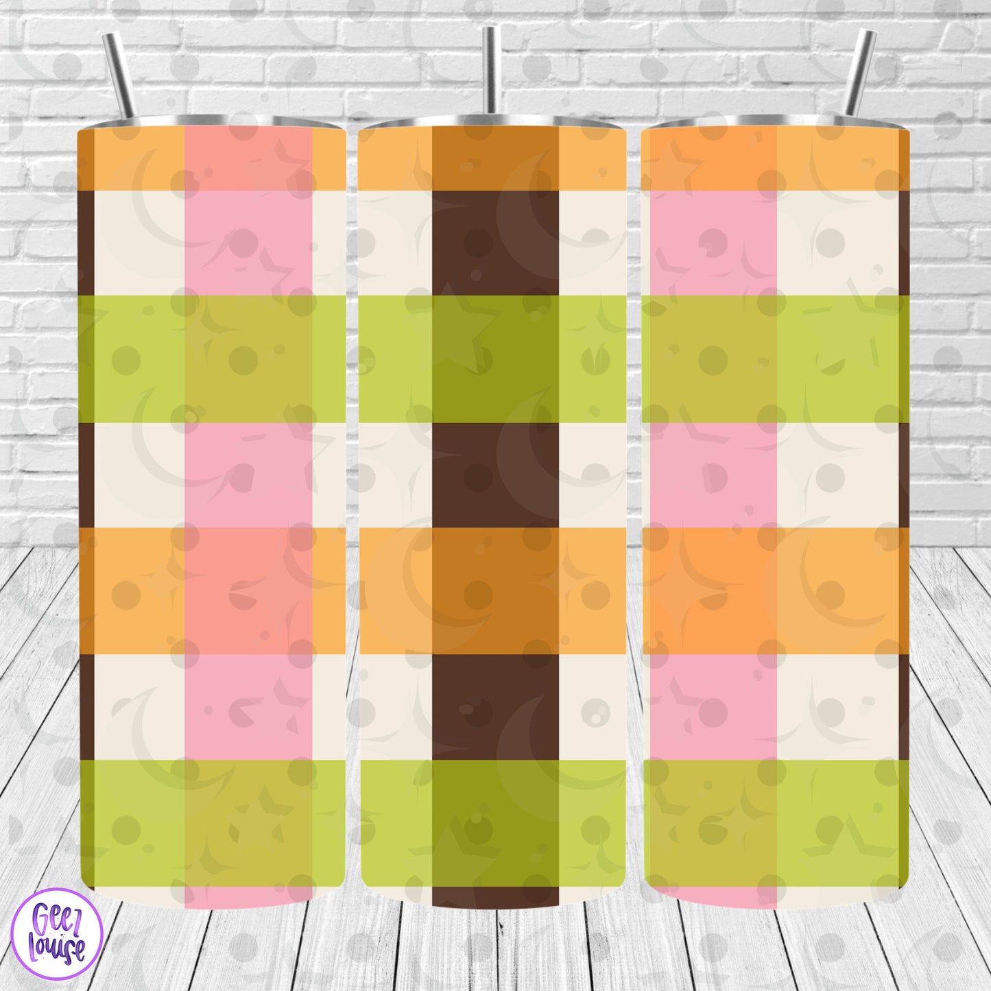 Pastel Fall Plaid Tumbler Wrap | 20 oz Skinny PNG | Autumn Plaid Digital Download | July 26 No FOMO Drive