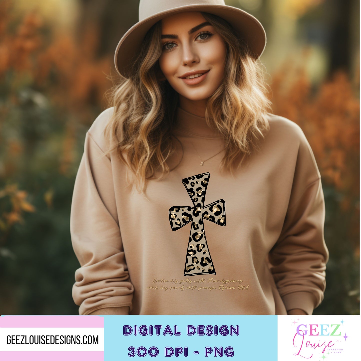 leopard cross thanksgiving - Digital Download- PNG
