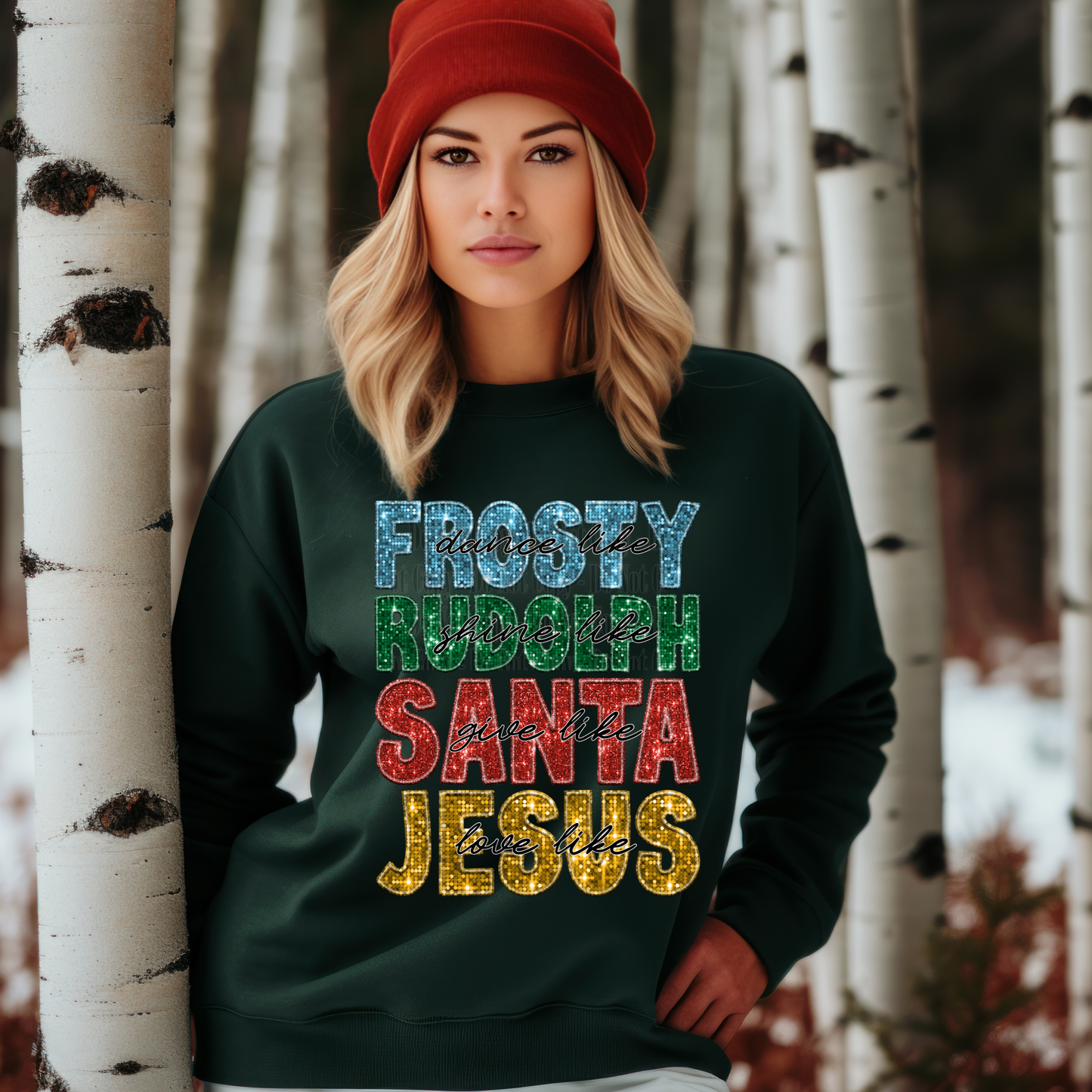 Frosty Rudolph Santa Jesus Digital Christmas Design – Faith & Holiday PNG