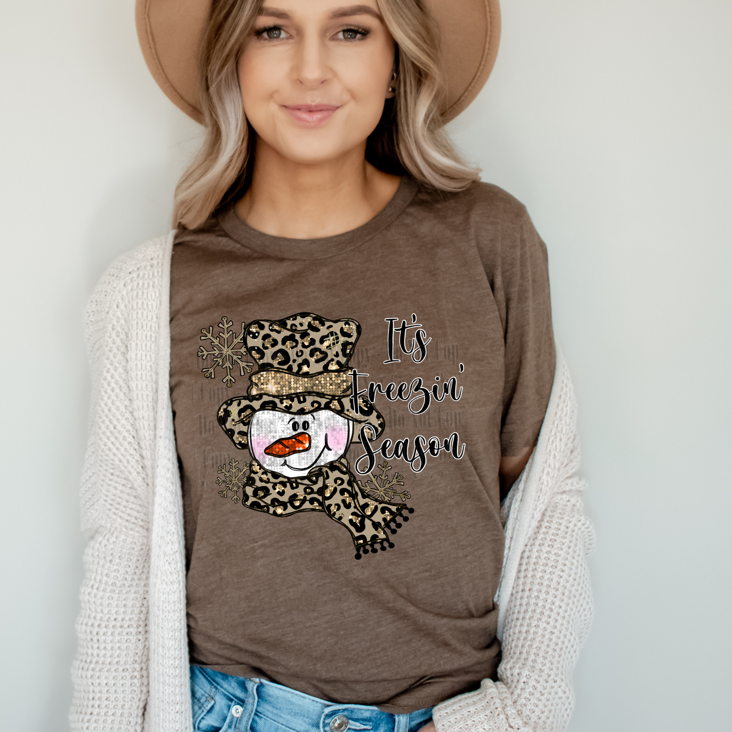 It’s Freezin’ Season – Leopard Print Snowman PNG
