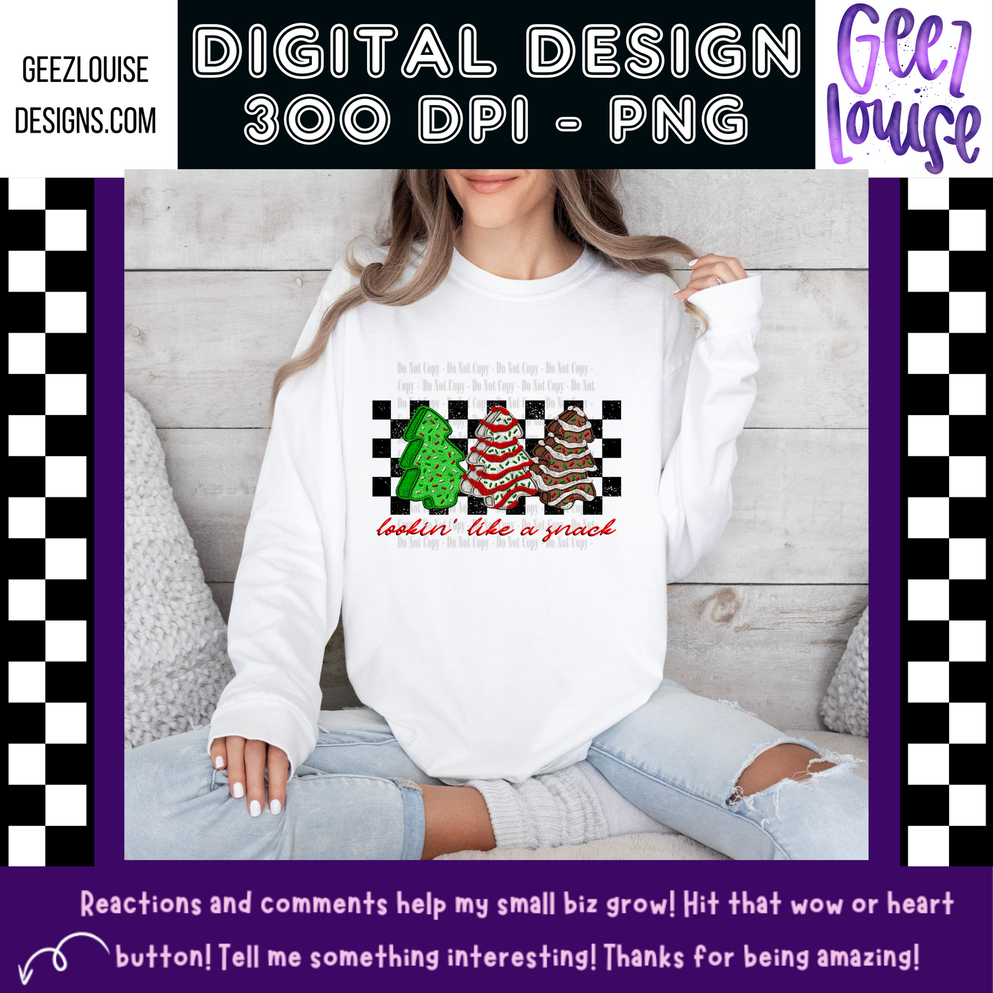 Lookin like a snack - Faux embroidery - Christmas - Digital Download- PNG