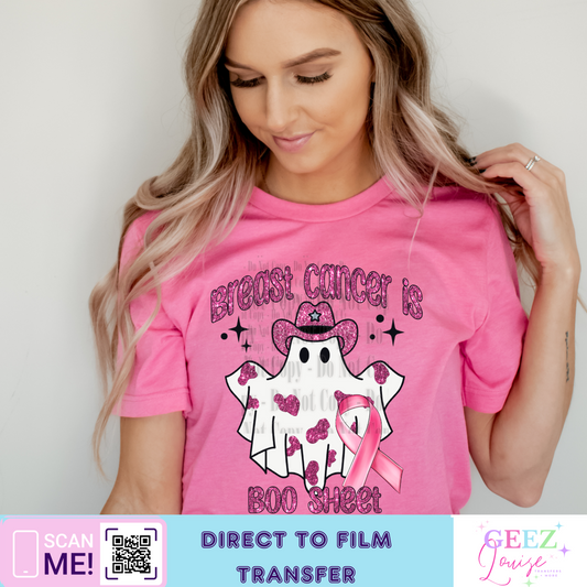 Breast cancer is boo sheet ghost  - Direct to Film Transfer - made to order