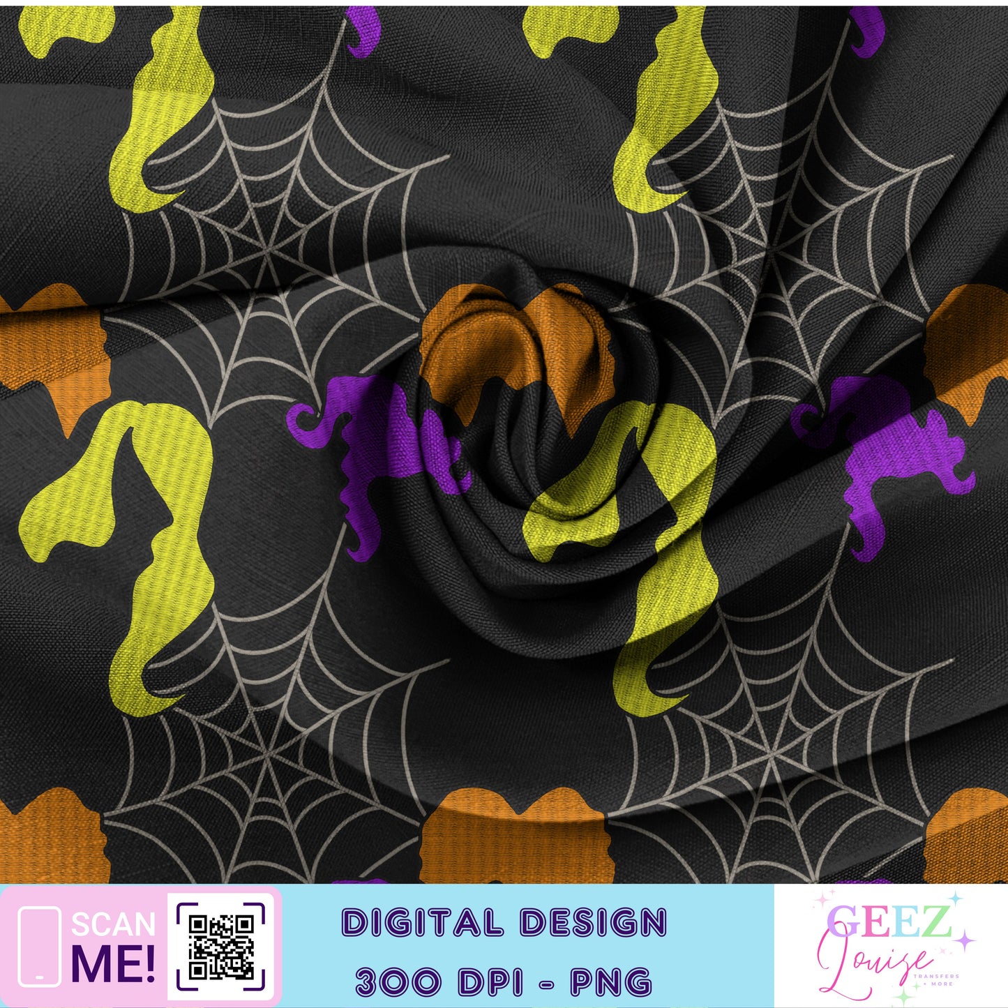 Faux embroidery witches - seamless - Digital Download- PNG