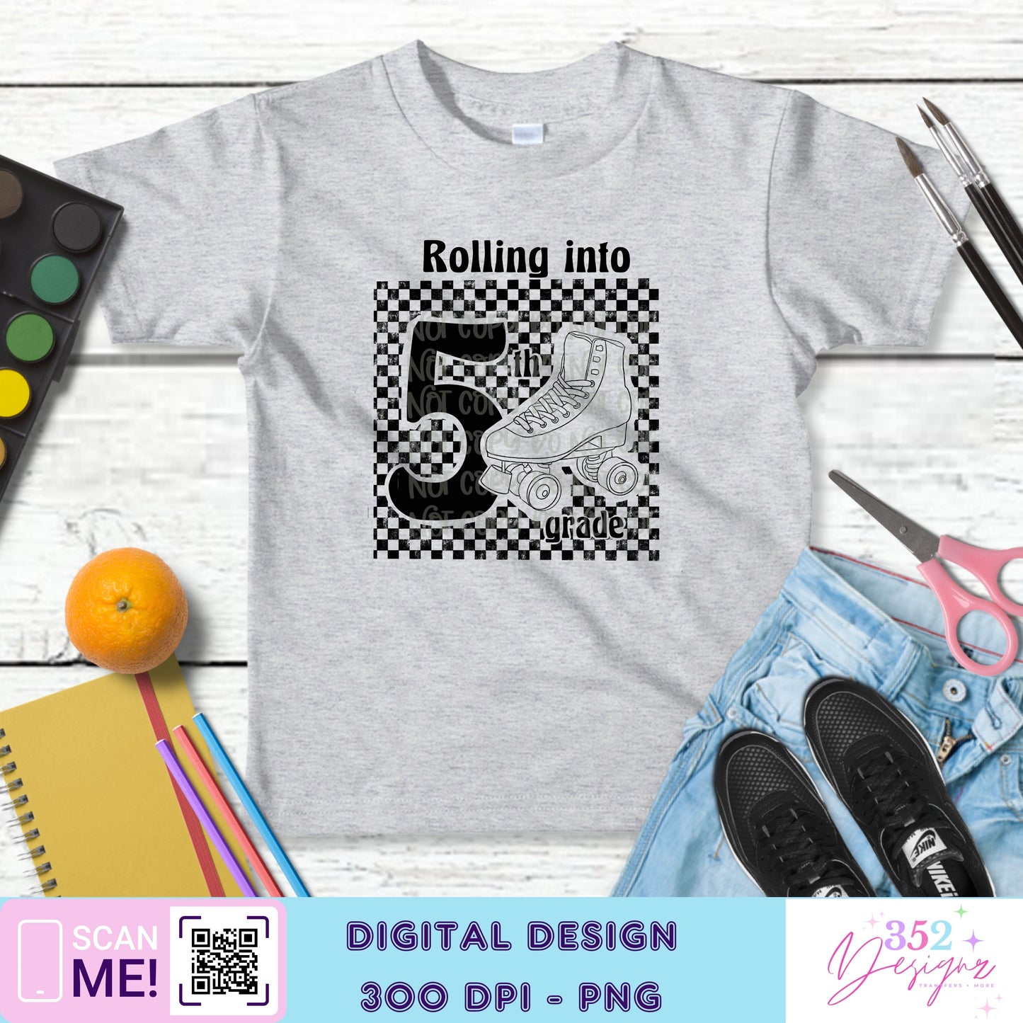 Roller skate back to school grades - Digital Download- PNG