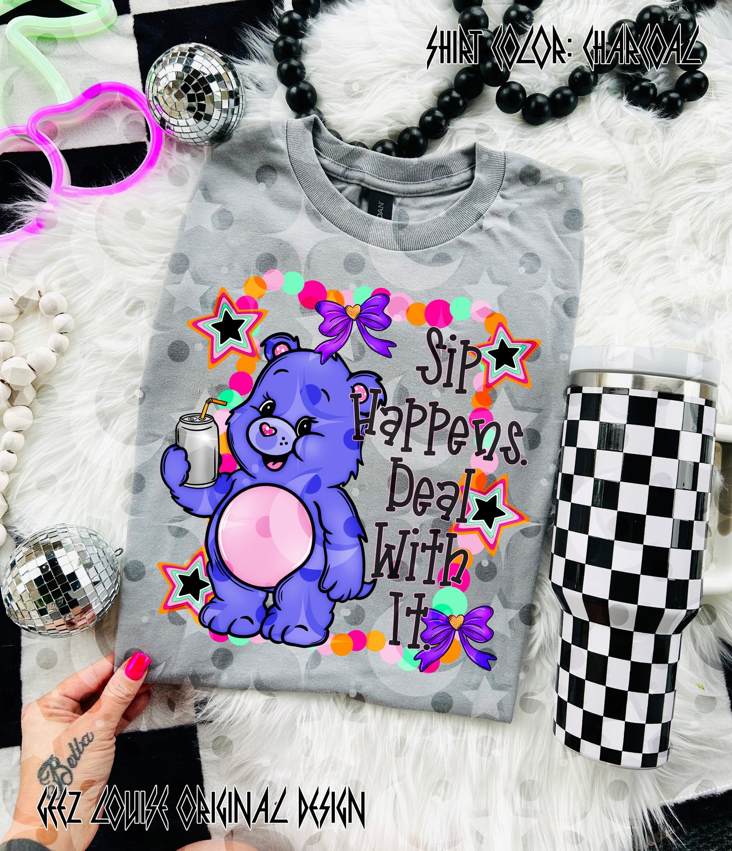 Sip Happens. Deal With It – Retro Bear PNG