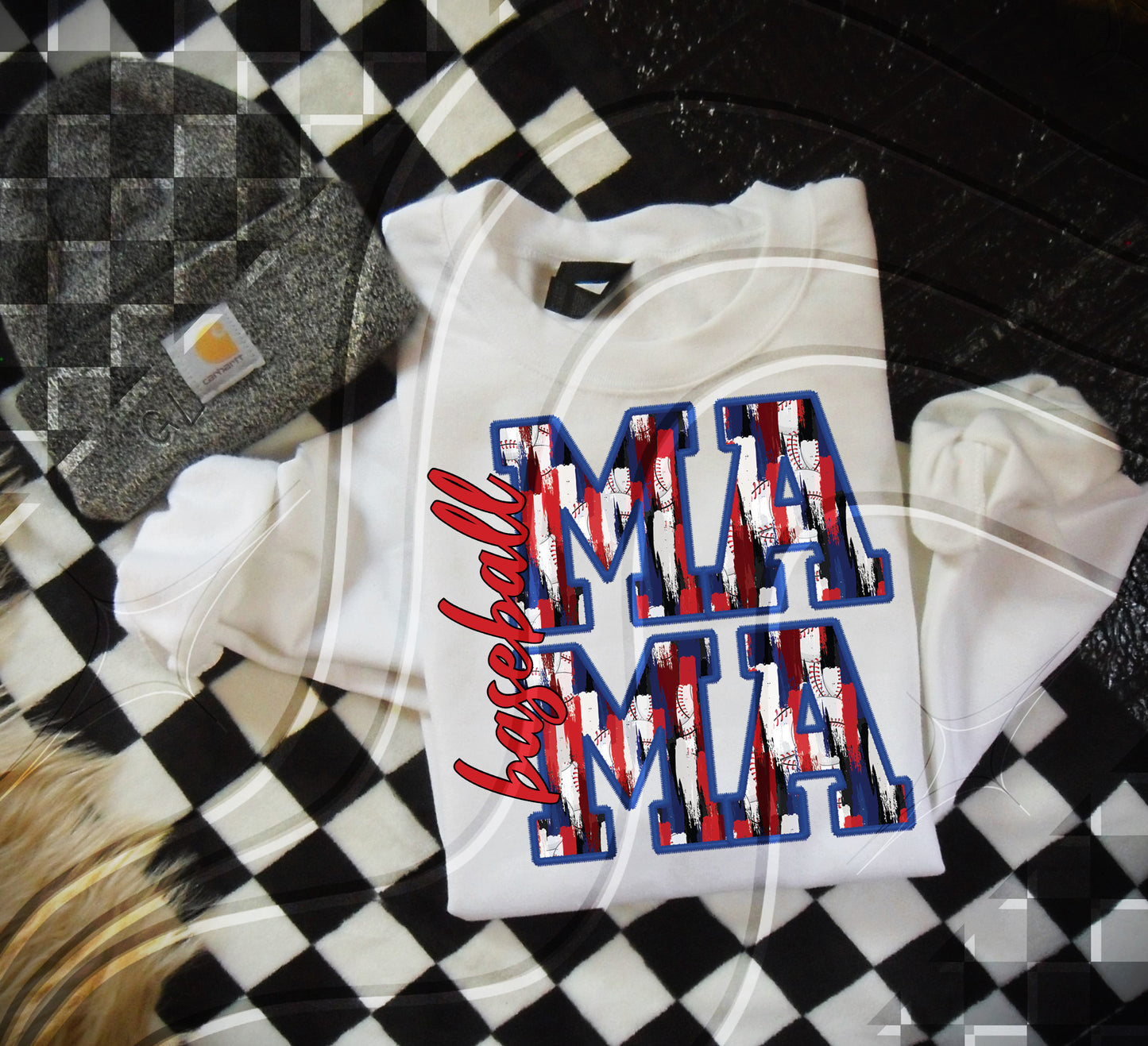 Mama or mini - baseball - faux embroidery - Digital Download- PNG