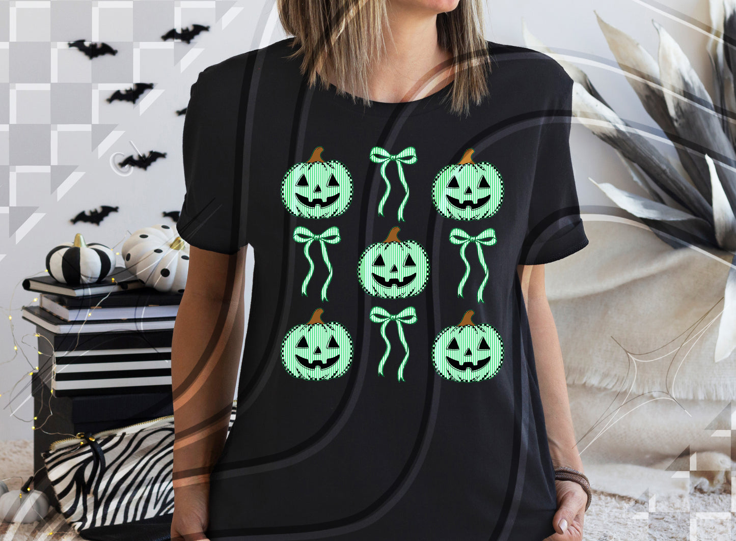 Coquette seersucker Pumpkin Digital Design – 4 Color Options (PNG + Commercial Use)