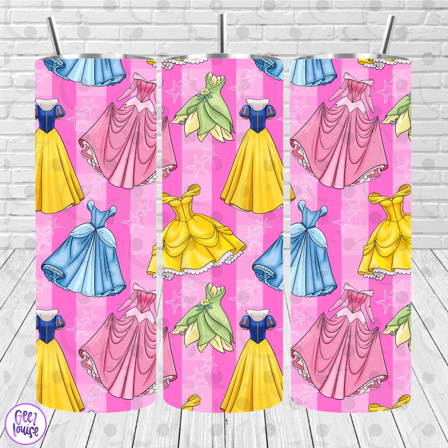 Princess Dress Tumbler Wrap | Fairytale Dress Pattern | 20 oz Skinny PNG | Digital Download | July 26 No FOMO Drive