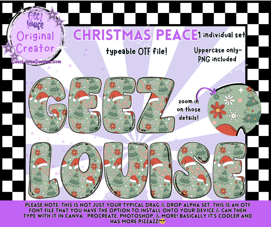 Christmas Peace — Typeable OTF Font + PNG