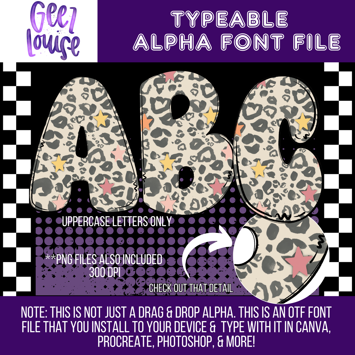 Leopard star - Typeable Font - Alpha Set- Digital Download- PNG