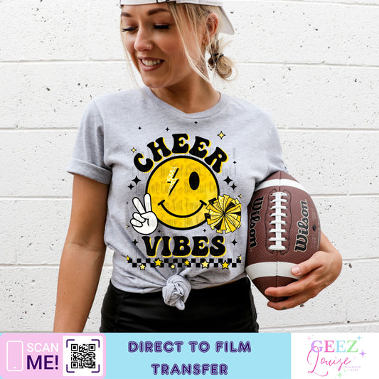 Cheer Vibes Yellow - Direct to Film Transfer - made to order