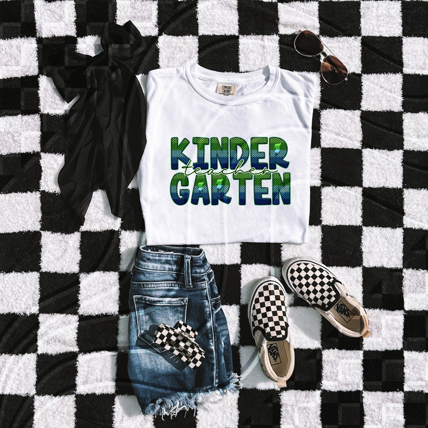 Teacher Neon Checker Grade - Digital Download- PNG