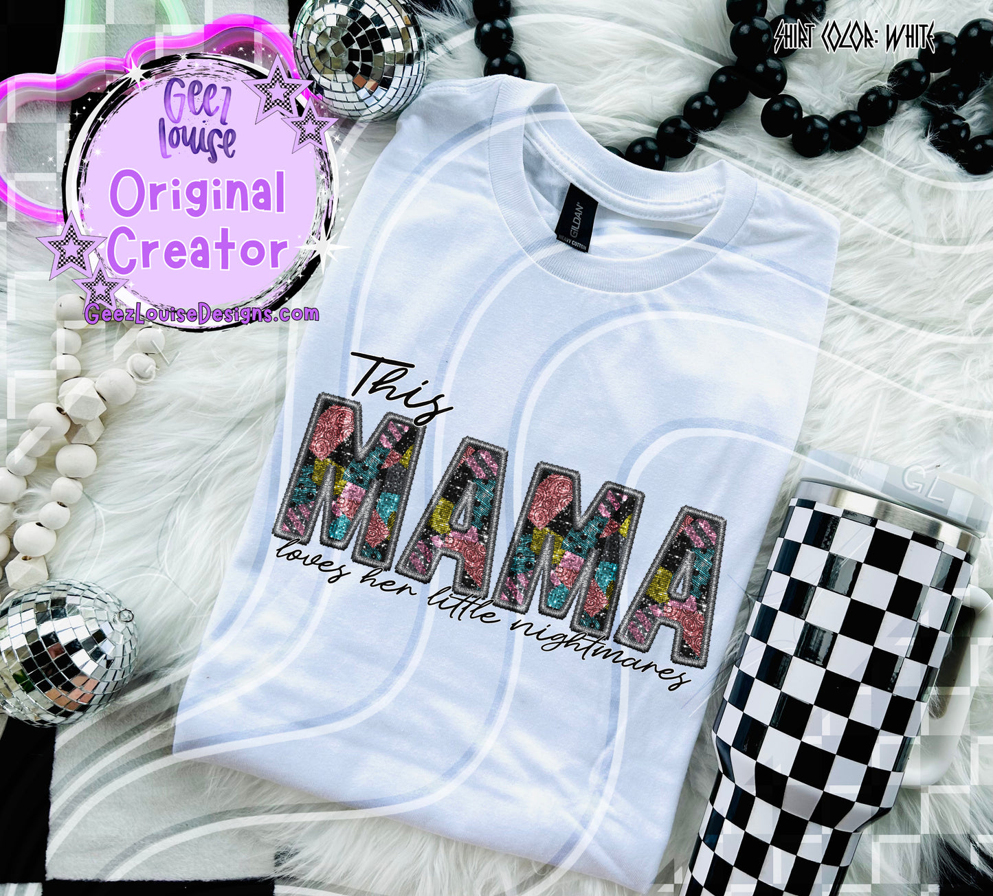 This Mama Loves Her Little Nightmare(s) Digital Designs | Glitter Letter PNG Variants