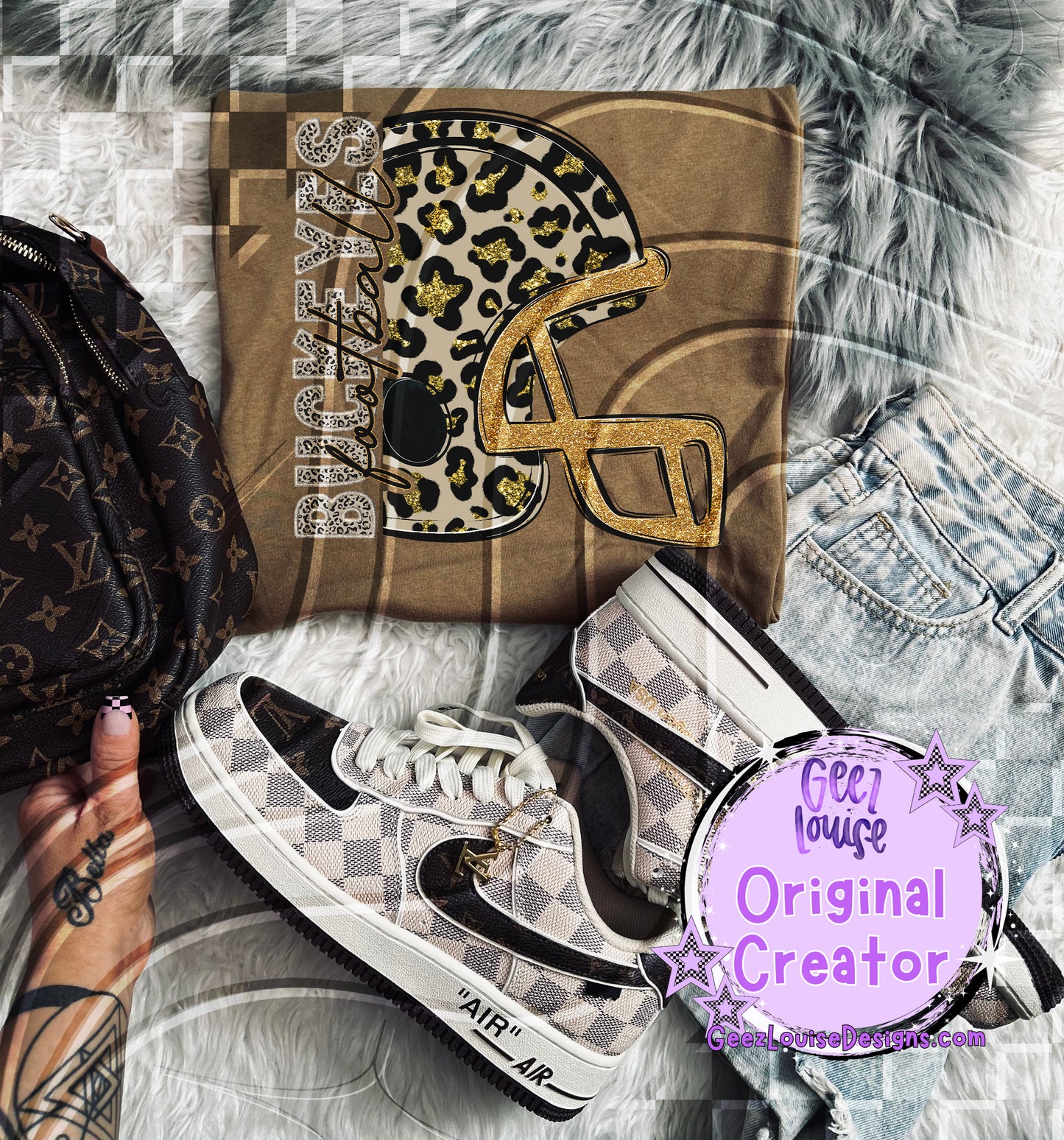 Leopard Football Helmet Digital Design | Camo & Glitter Team Pride PNG