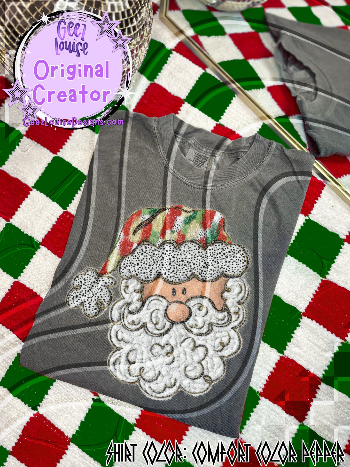 Whimsical Santa Yarn Texture Digital Design