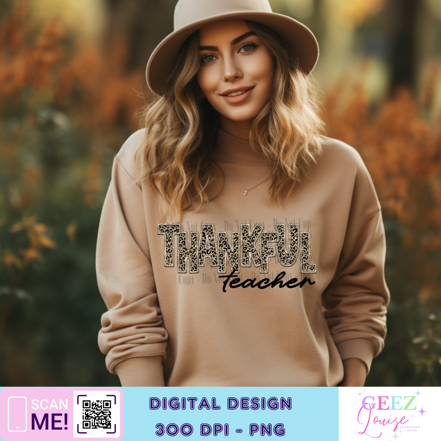 Thankful faux embroidery thanksgiving - Digital Download- PNG