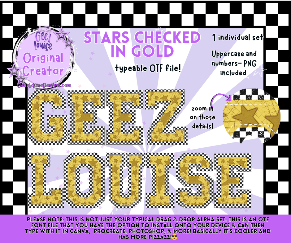 Stars Checked In – OTF Fonts + PNG | Multiple Color Variants