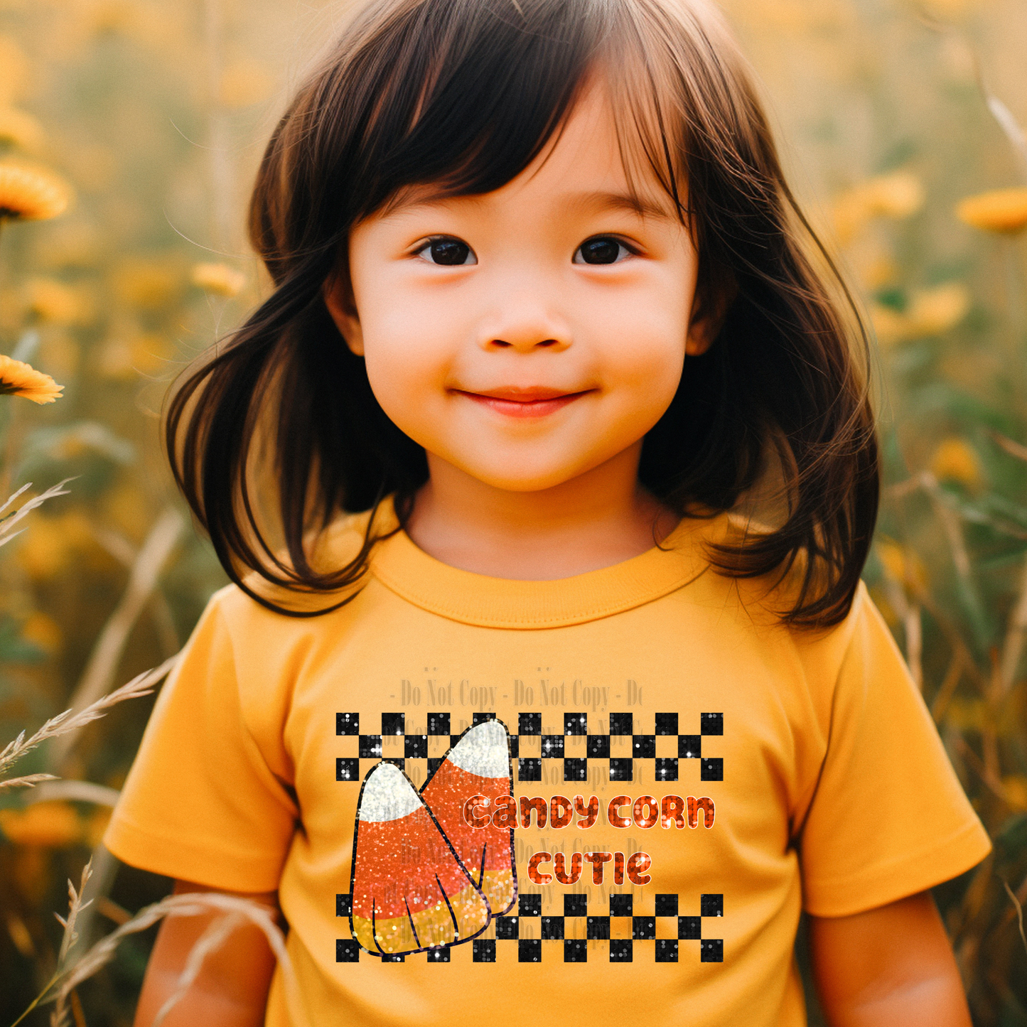 Candy Corn Cutie Checkered Halloween Digital Design