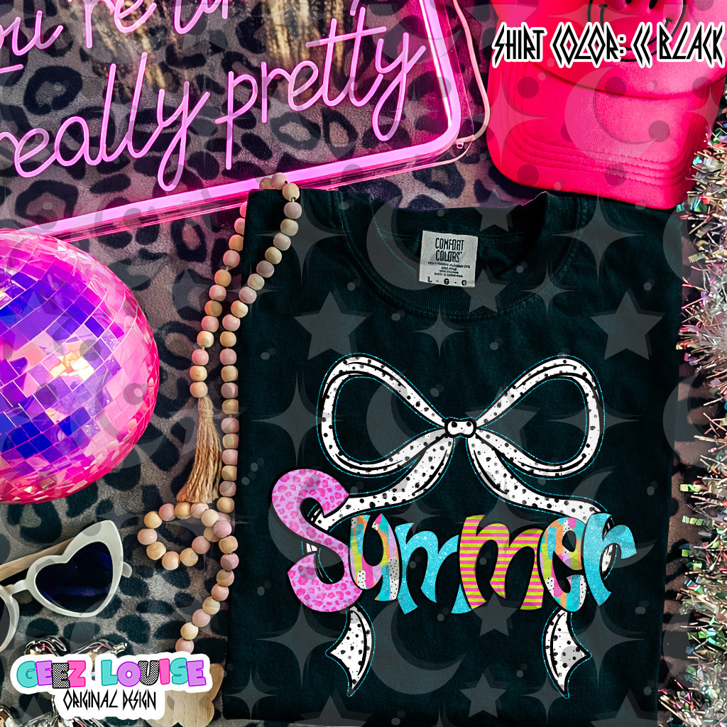 Summer Bow PNG | Retro Summer Sublimation Design | Colorful “Summer” Typography Graphic | Cute Seasonal Shirt PNG