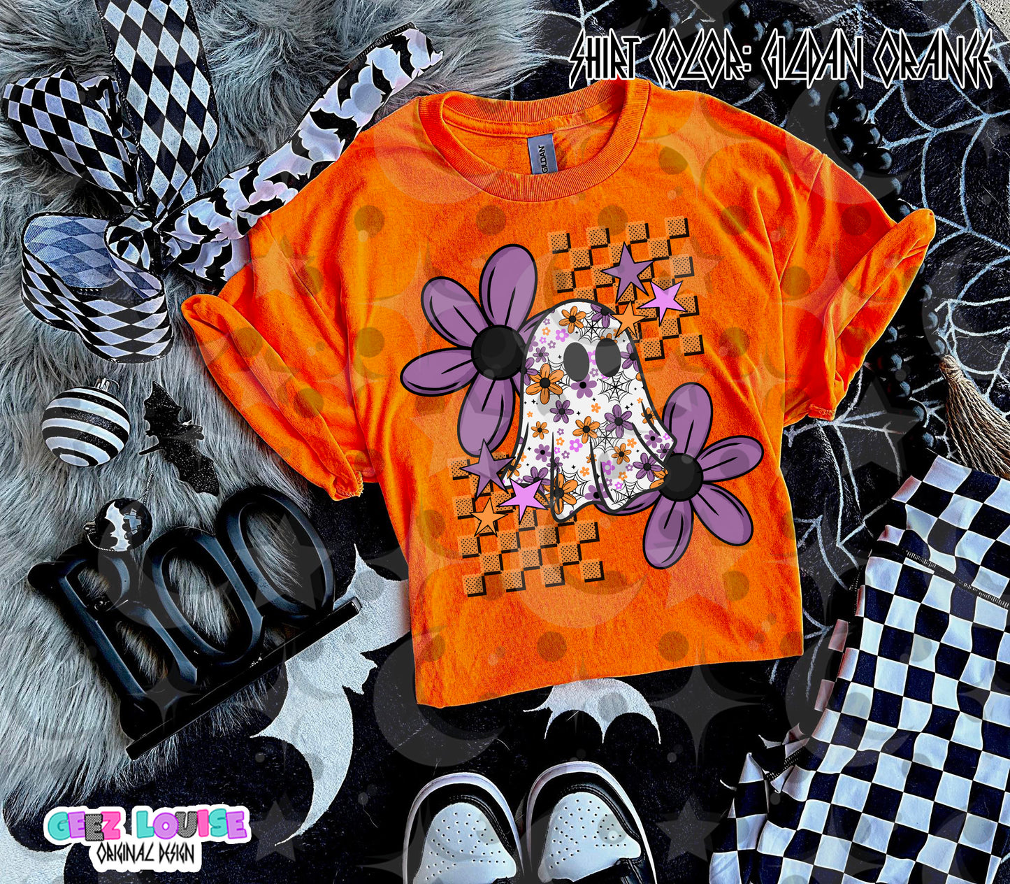 Floral Ghost Halloween Digital Design PNG