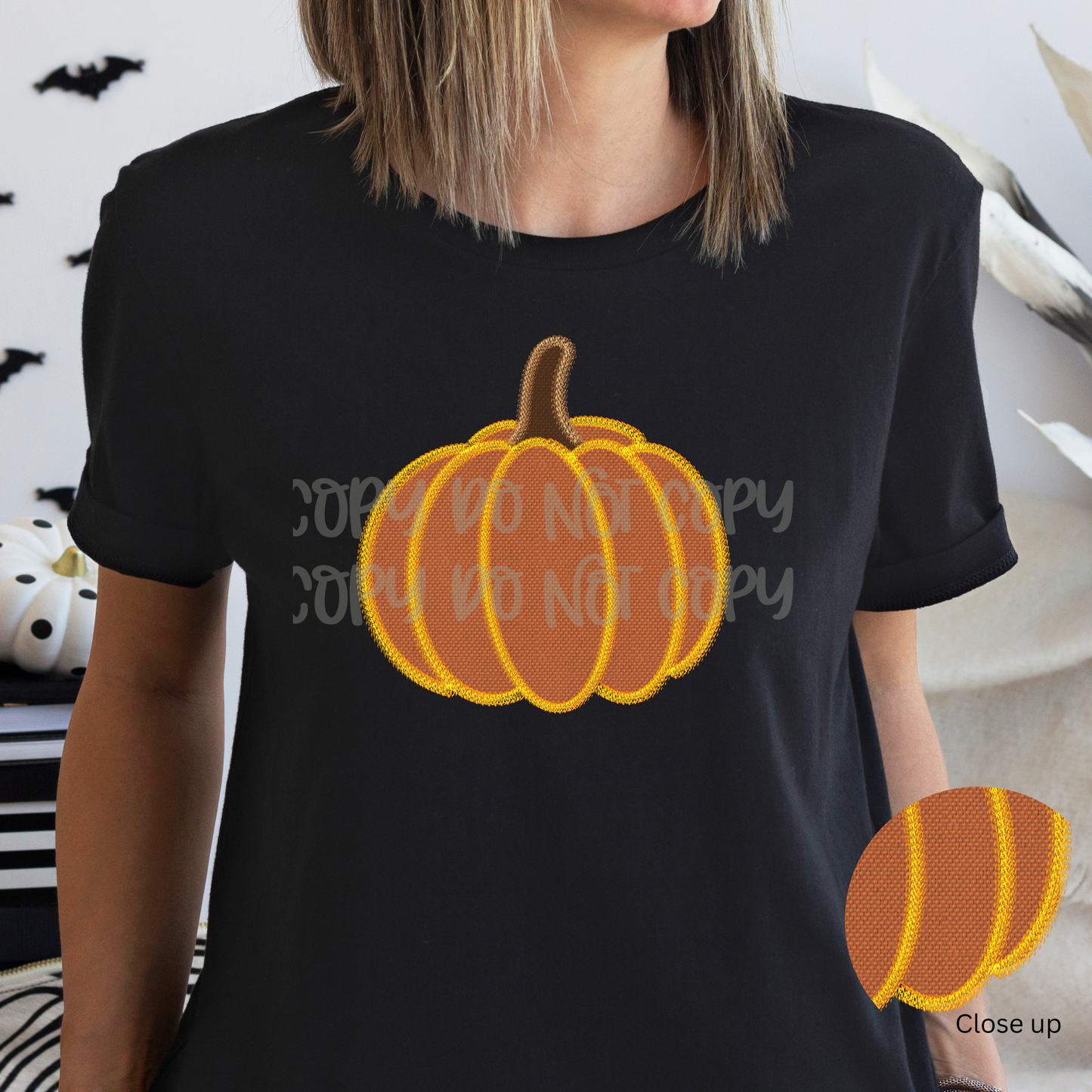 Stitched Pumpkin | Fall Embroidery Look Digital Design
