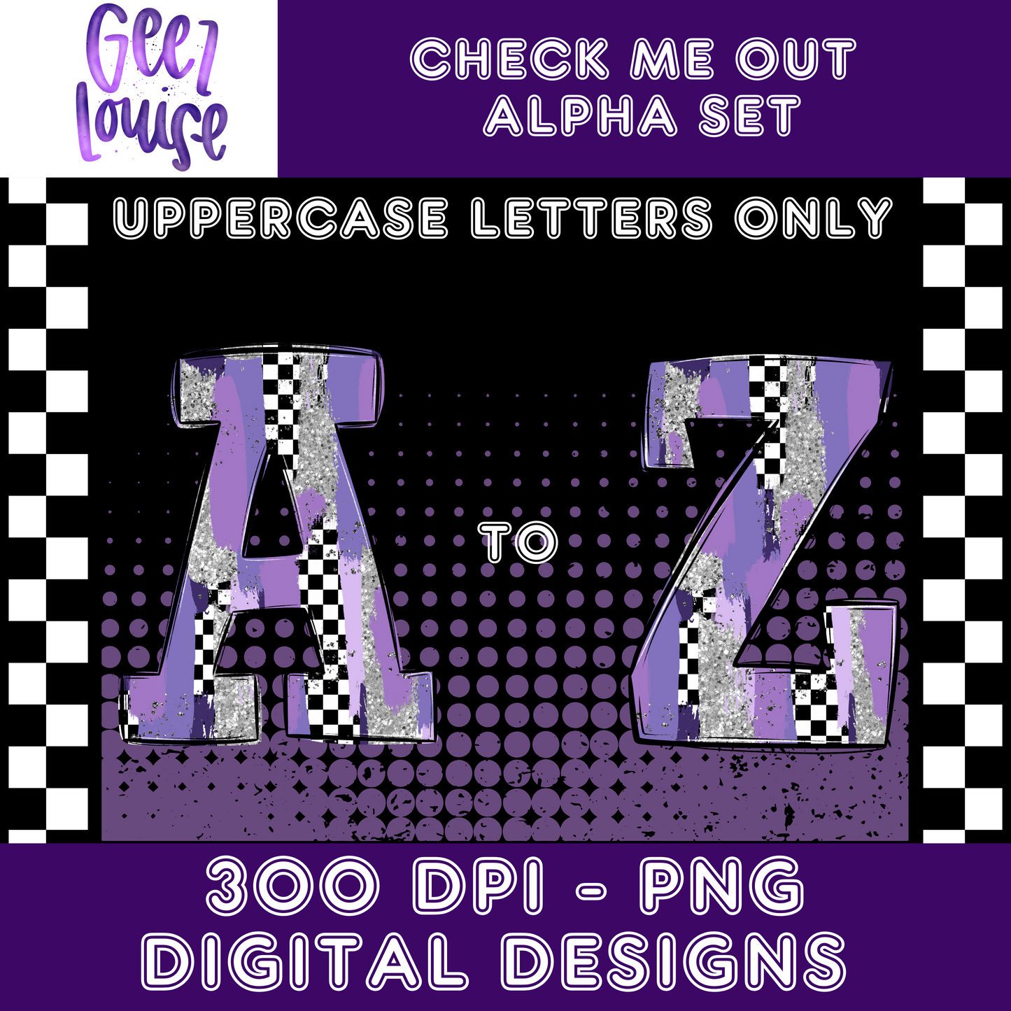 Check Me out Purple - Font - Alpha Set- Digital Download- PNG