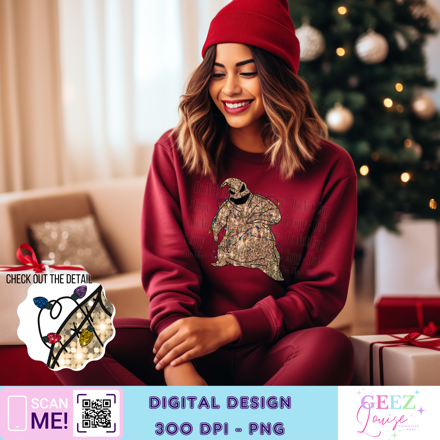 Oogie faux sequin faux embroidery - Digital Download- PNG
