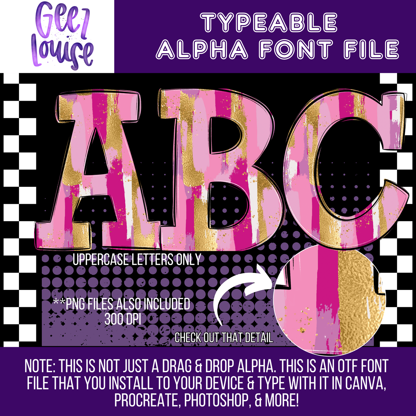 Pink swatch - Typeable Font - Alpha Set- Digital Download- PNG