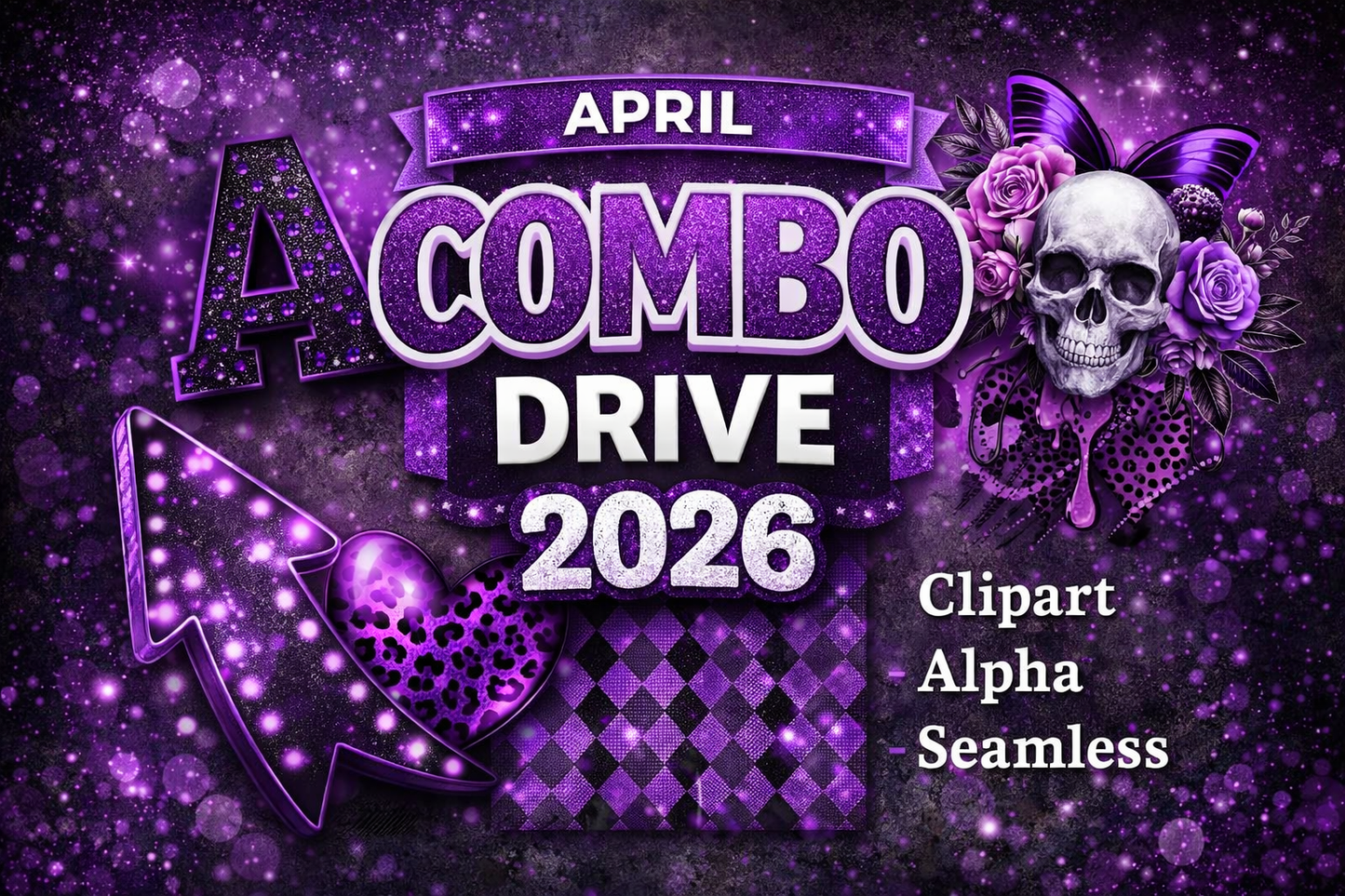 April Combo Drive 2026 | Clipart, Alpha & Seamless Design Bundle