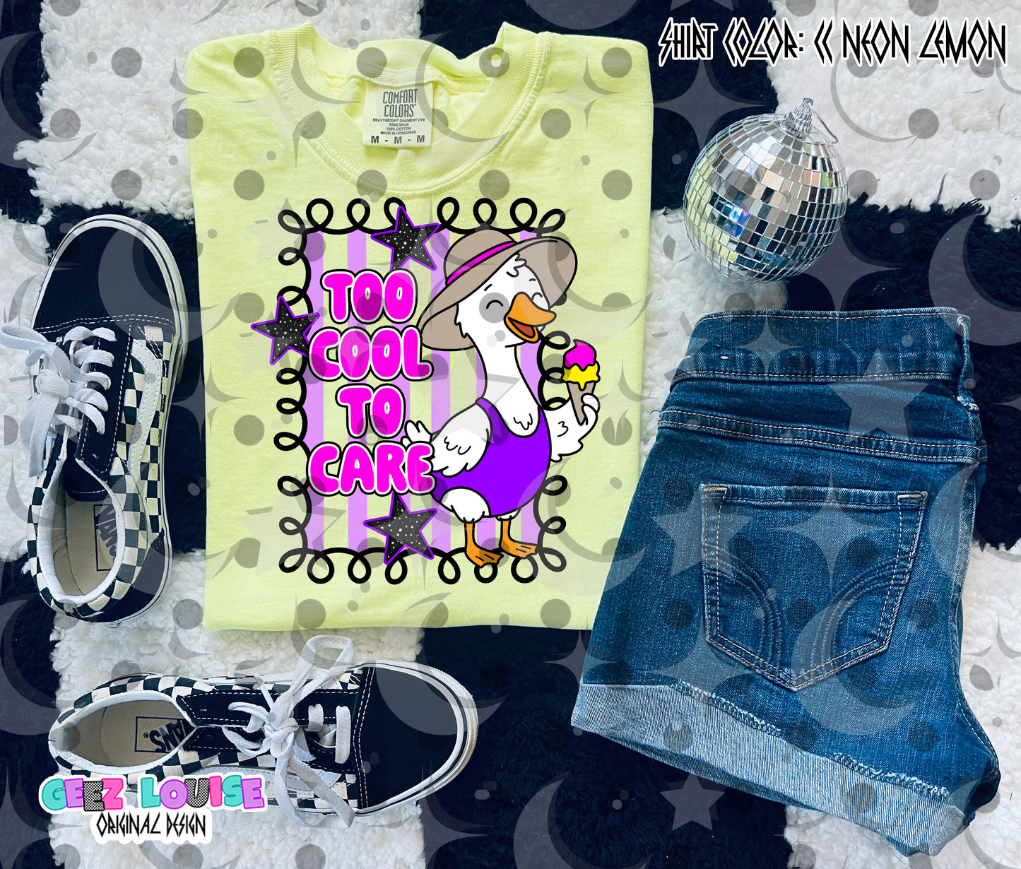 Too Cool to Care Goose PNG | Funny Summer Goose Design | Ice Cream Beach Graphic | Cute Vacation Shirt PNG