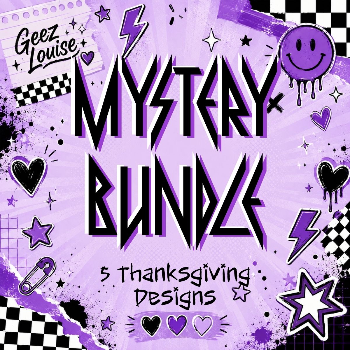 Thankful & Blessed Mystery PNG Bundle | 5 Designs