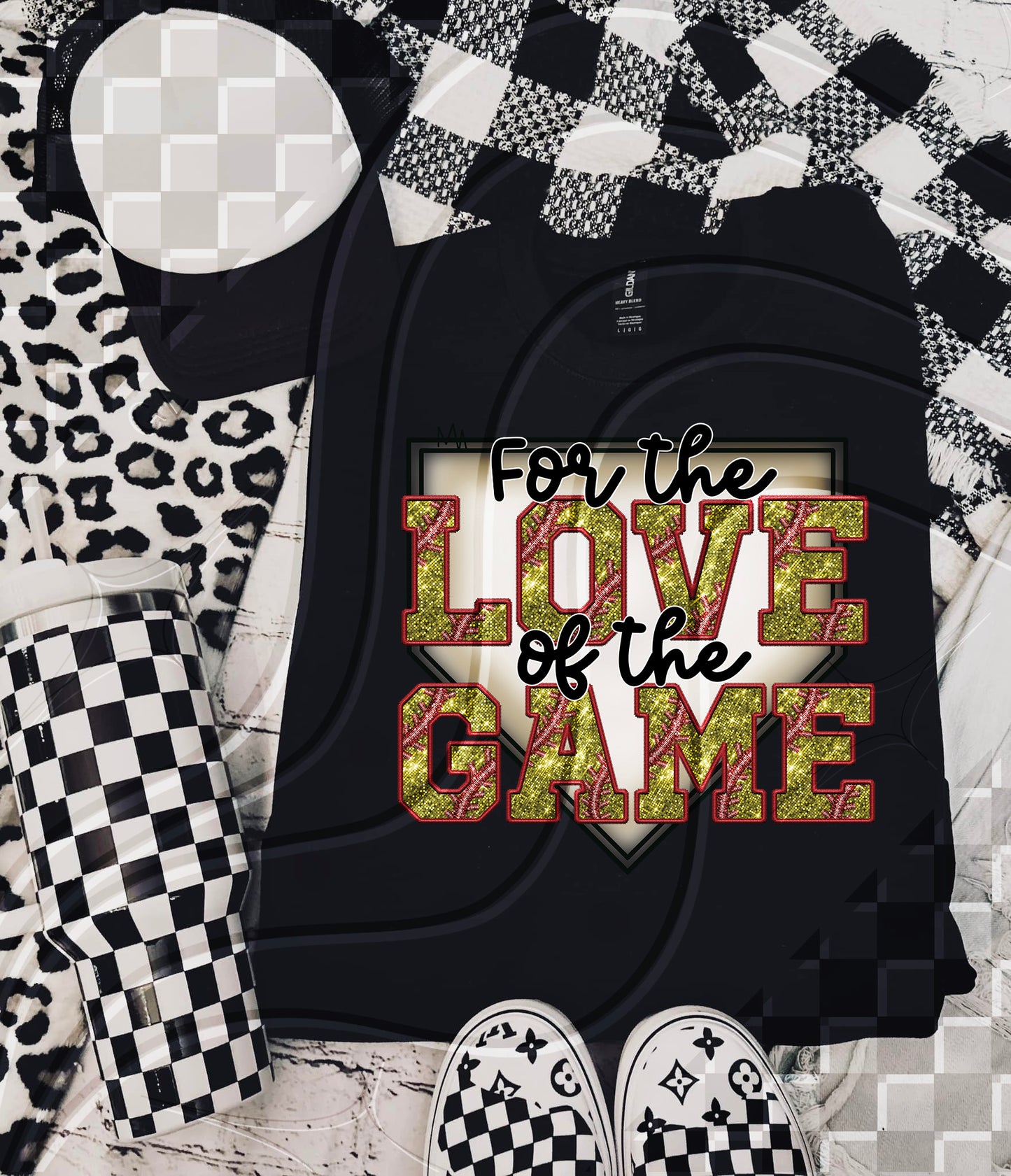 For the love of the game Softball - Faux Embroidery - Digital Download- PNG