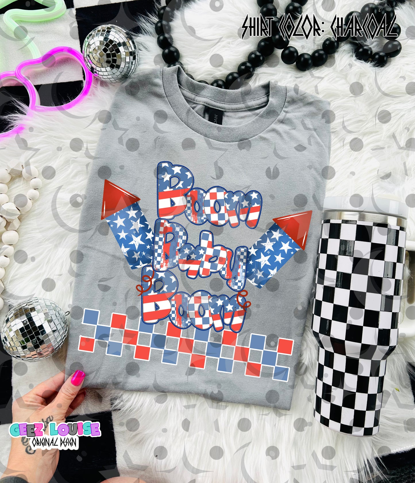 Boom Baby Boom PNG | 4th of July Firework Design | Patriotic Shirt Graphic | Red White Blue Sublimation PNG