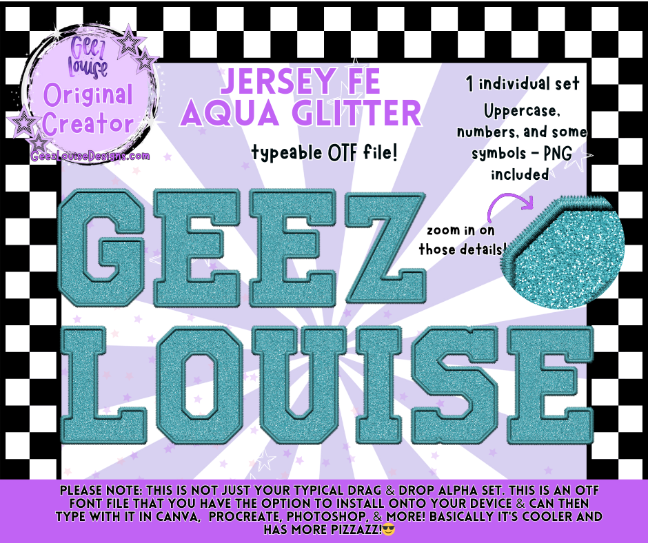 Glitter Varsity Faux Embroidery Alpha – 12 Colors | OTF Font + PNG