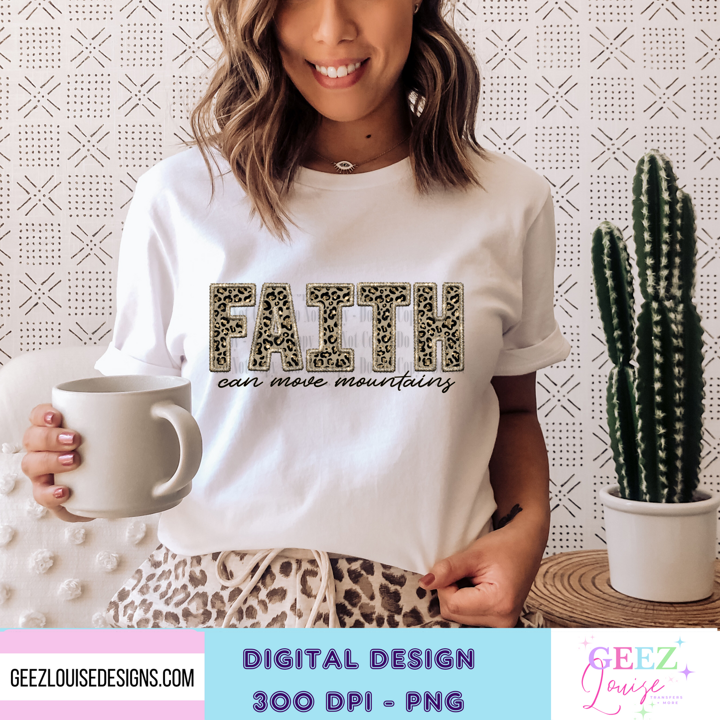 Faith can move mountains - faux embroidery - Digital Download- PNG