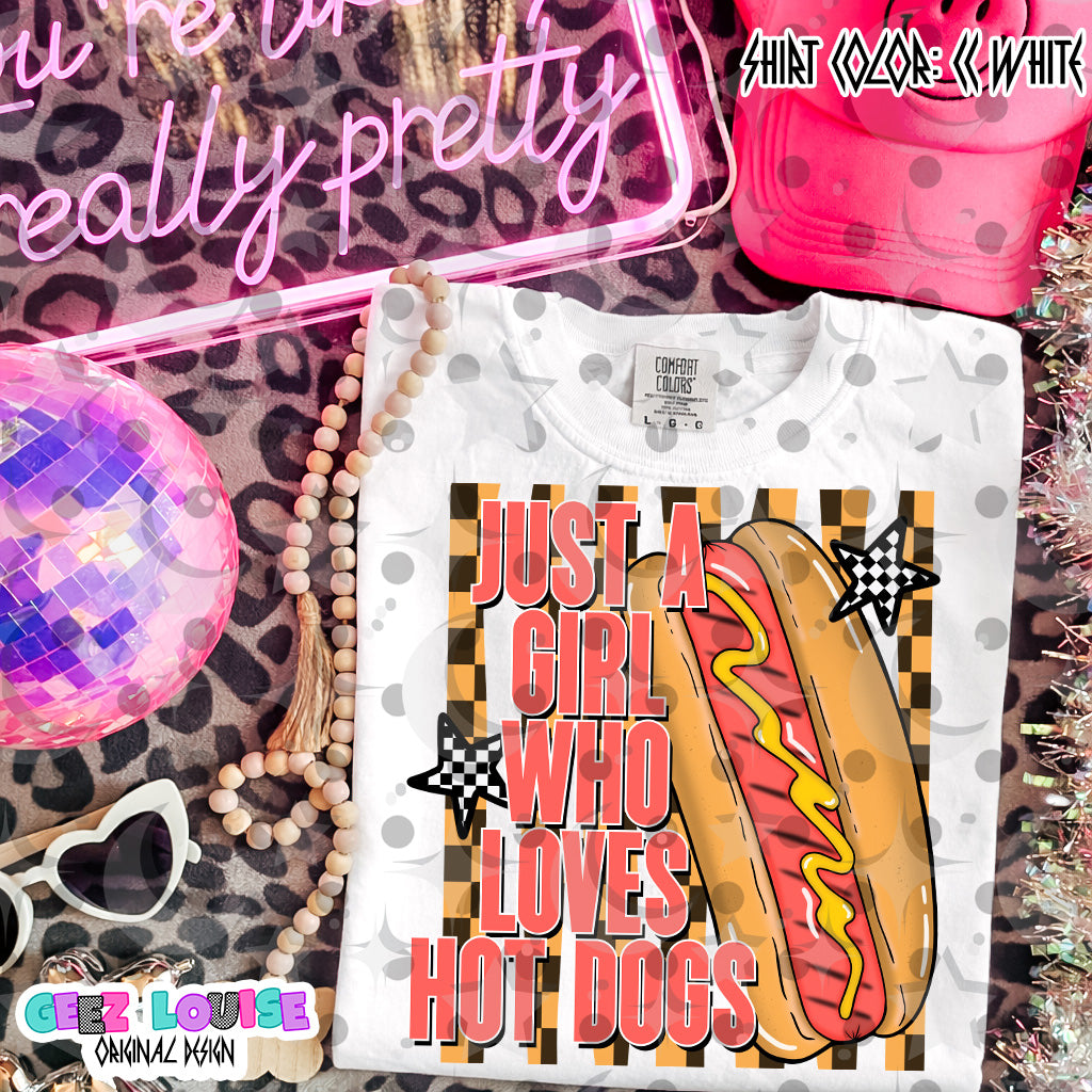 Just A Girl Who Loves Hot Dogs PNG | Funny BBQ Sublimation Design | Retro Cookout Shirt PNG