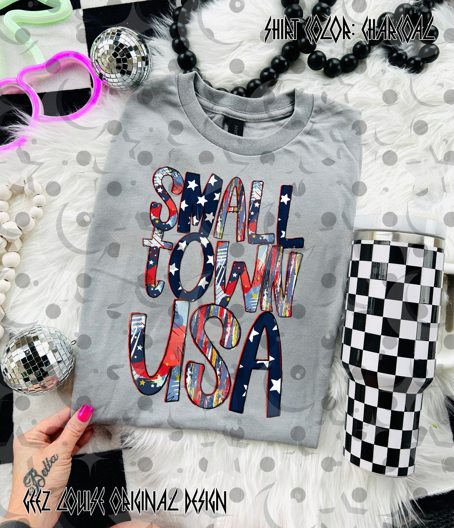 Small Town USA PNG | Custom Town Name Option | Patriotic Red White Blue Shirt Design | 4th of July Sublimation File