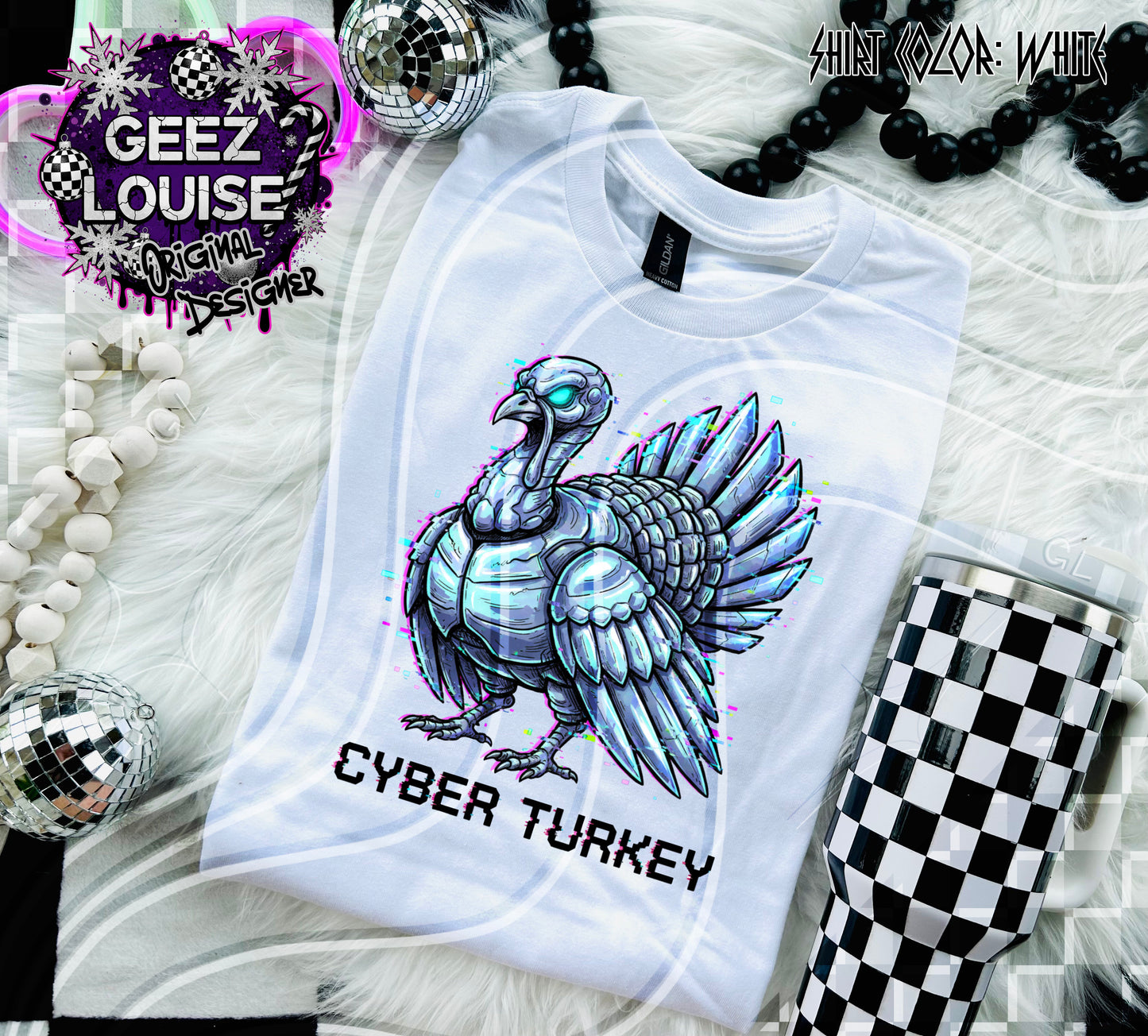 Cyber Turkey | Futuristic Metallic Thanksgiving Digital Design