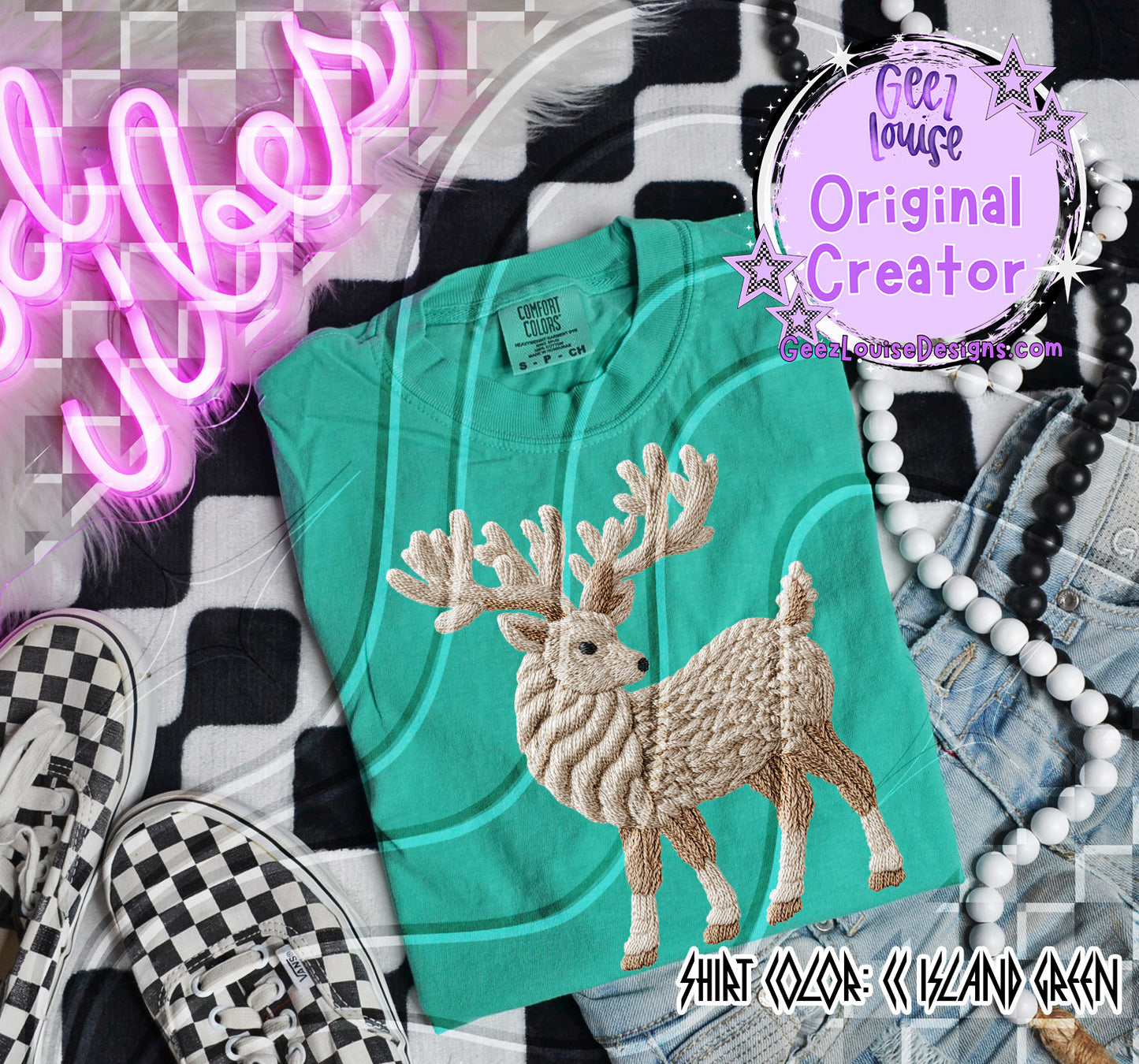 Yarn Texture Reindeer Digital Design | Cozy Rope Stitch Effect | Winter & Christmas Sublimation PNG