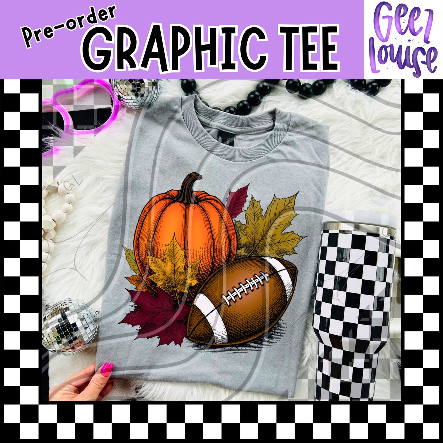 Pumpkin & Football Fall Tee – Autumn Vibes Graphic | Pre-Order | Made to Order