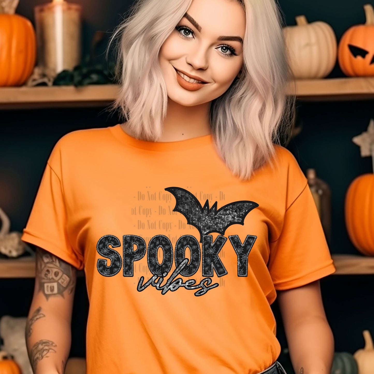 Spooky Vibes Bat Halloween Digital Design