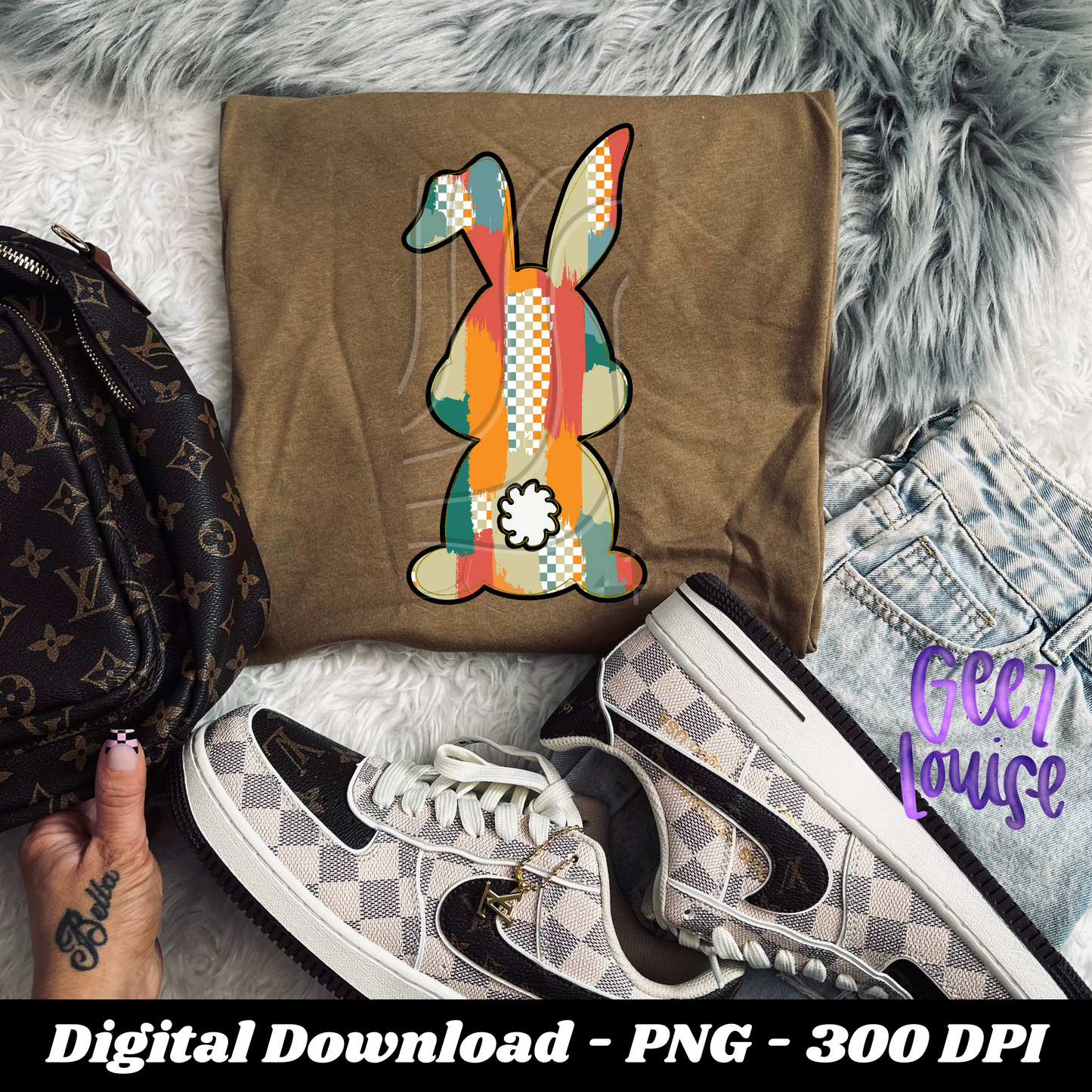 Checkered swatch bunny - Digital Download- PNG