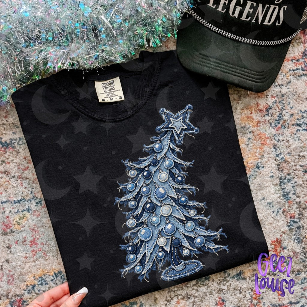 Frayed Fabric Christmas Trees PNG | 3 Styles & Bundle