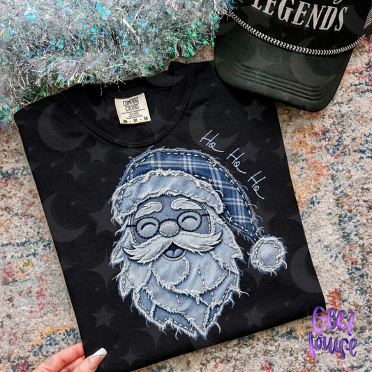 Ho Ho Ho Santa Frayed Fabric Christmas PNG | 3 Styles & Bundle