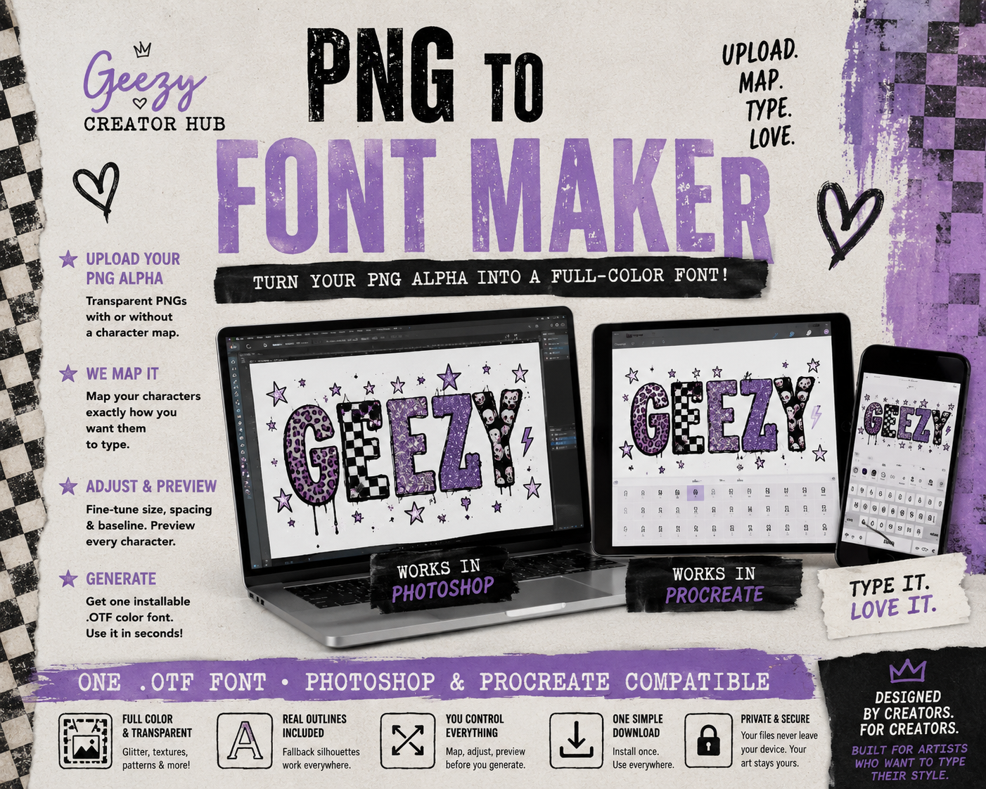 Geezy PNG to Font Maker | Turn PNG Alphas Into Full-Color OTF Fonts