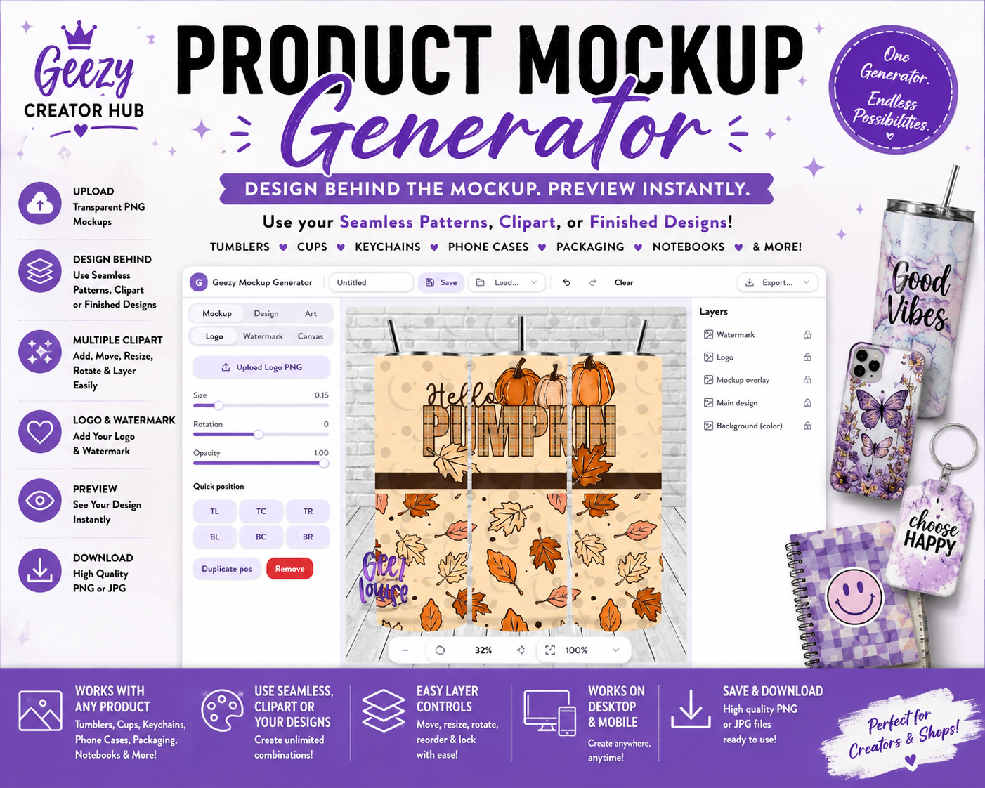 Product Mockup Generator 2 | Create Tumbler, Cup, Keychain, Phone Case & Product Mockups